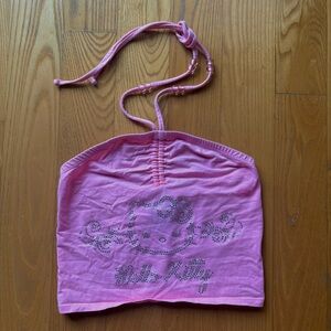 uthentic Sanrio Hello Kitty Rhinestone Halter Top Y2K